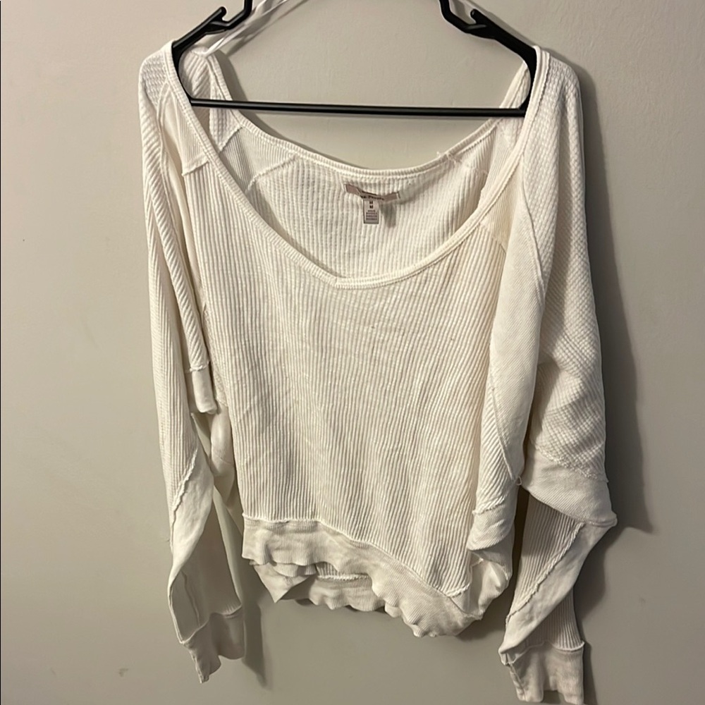 White Ribbed Women's Top